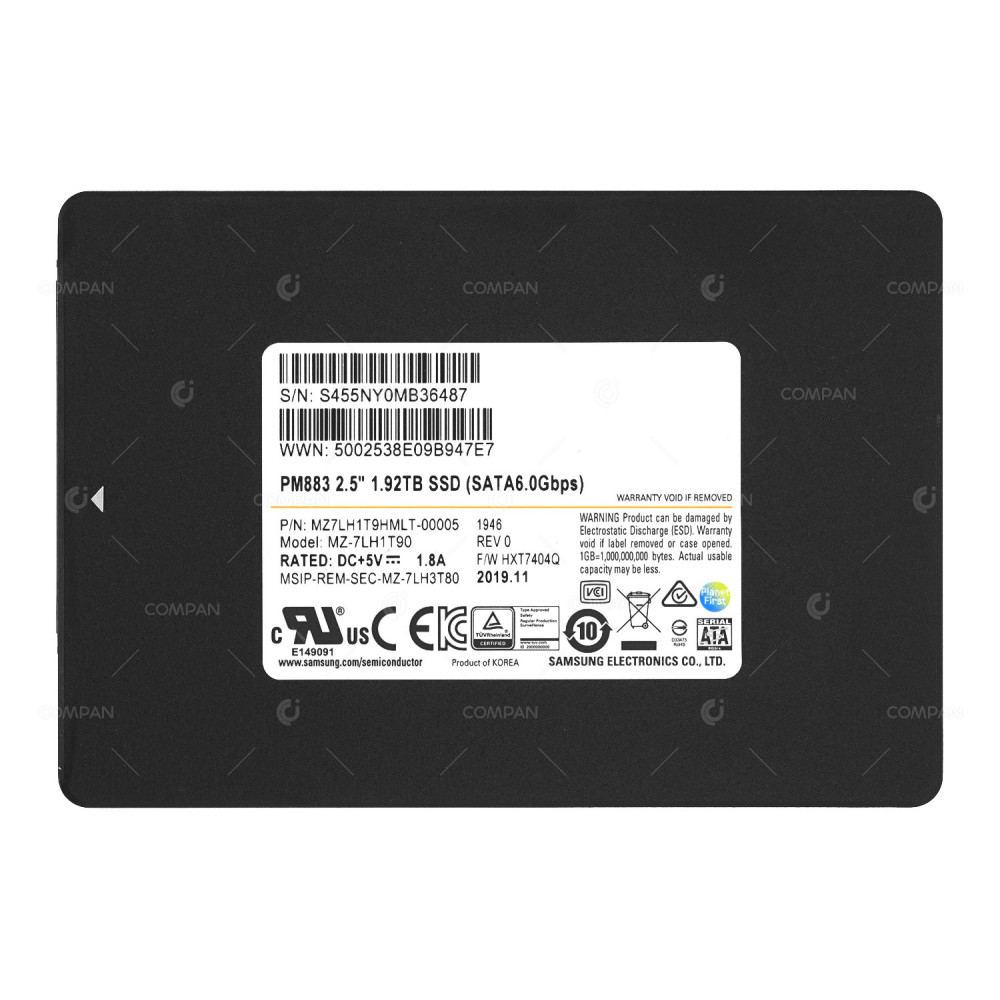MZ-7LH1T90  SAMSUNG PM883 SSD 1.92TB SATA 6G 2.5" SFF